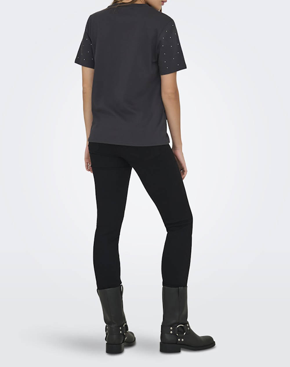 ONLY ONLY ONLMONJA S/S STUDS TEE JRS 15340939-PhantomSTUDS JetBlack - 2
