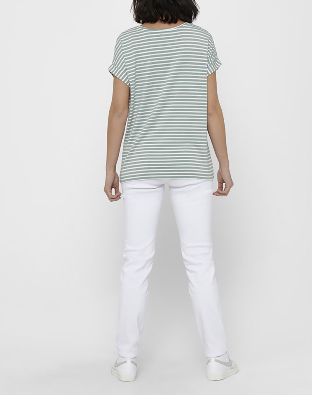 ONLY ONLY ONLMOSTER STRIPE S/S O-NECK TOP JRS NOOS 15206243-JadeiteCLOUDDANCER Green - 2