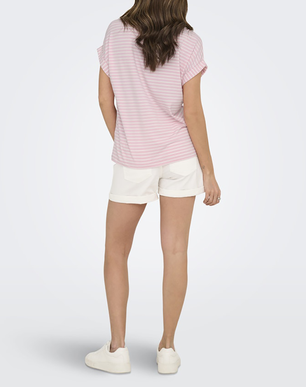 ONLY ONLY ONLMOSTER STRIPE S/S O-NECK TOP JRS NOOS 15206243-Pink LadyCLOUDDANCER Multi - 2