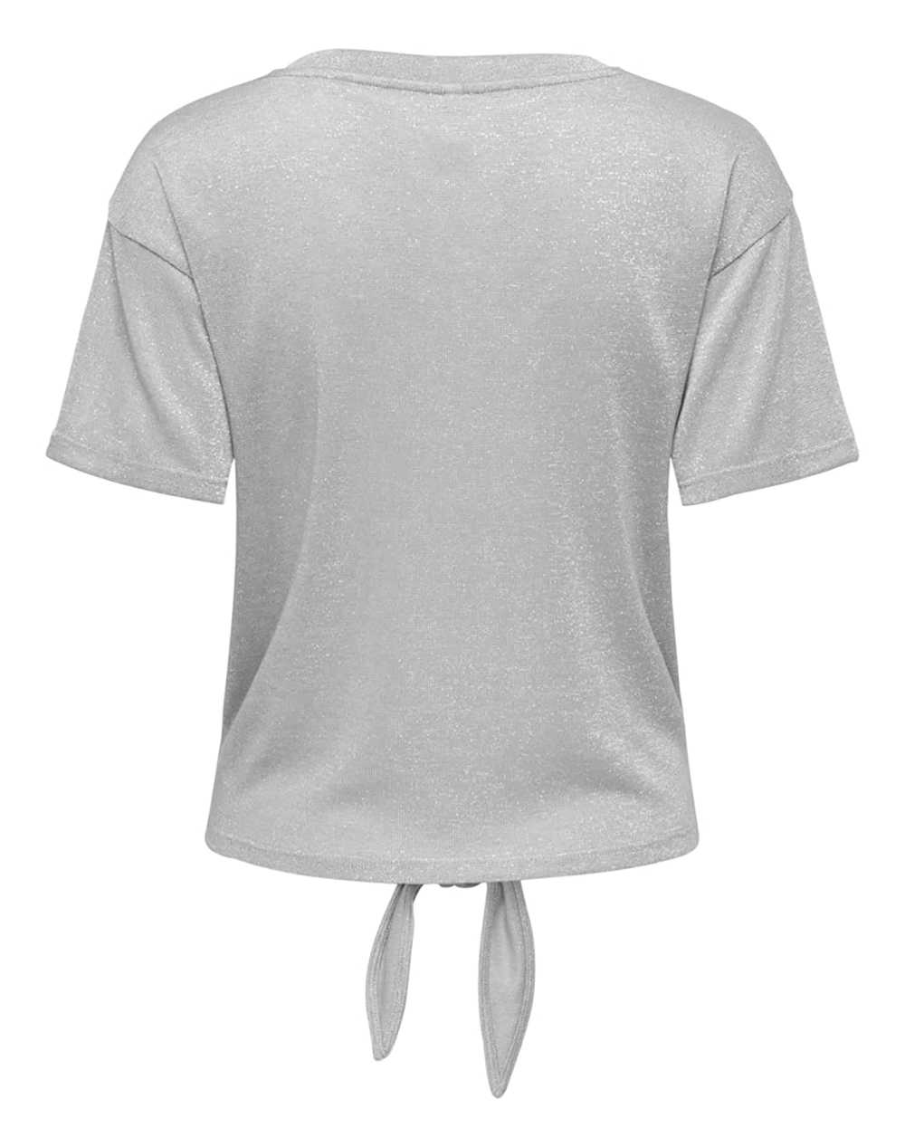 ONLY ONLY ONLAMBER S/S KNOT SHINE TOP JRS 15369755-Light Grey MelangeSilverglitter LightGray - 2