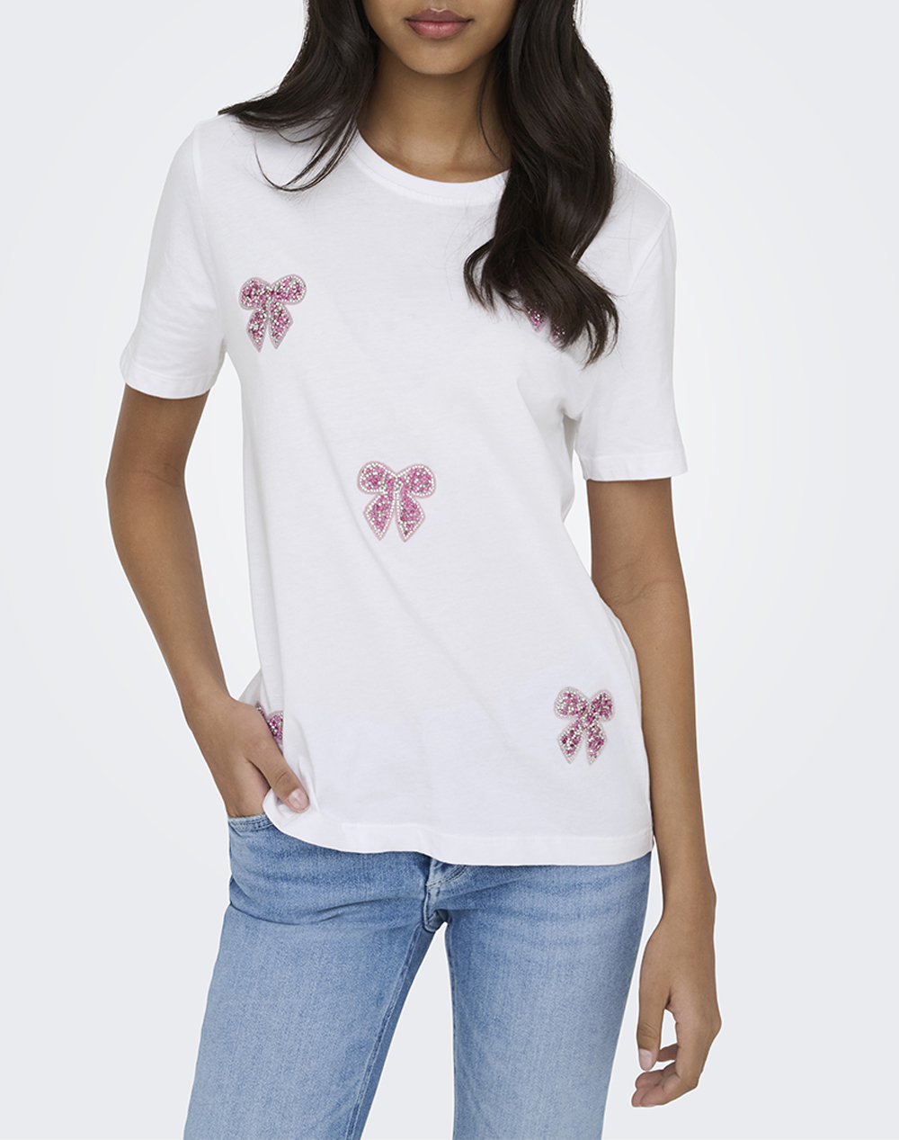 ONLY ONLKITA REG S/S PRINT TOP NOOS 15367568-Bright WhiteRosytouchcutebows Mixed
