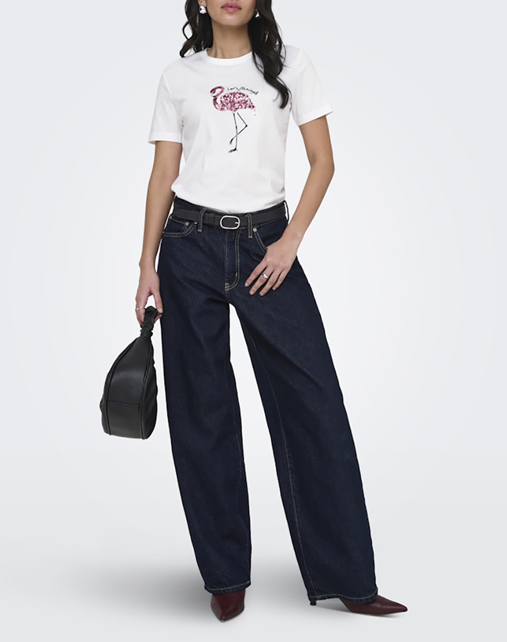 Only Onlkita Reg S Print Top Noos 15367568-Bright Whiteflamingle Multi Γυναικεία ρούχα μπλούζες Τ-Shirt Politikos Shop Πολιτικός