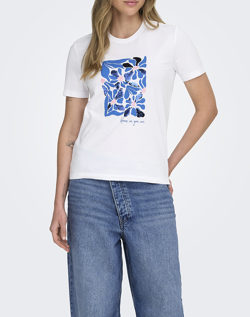 ONLY ONLKITA REG S/S PRINT TOP NOOS 15367568-Bright WhiteRitaflowerblue White