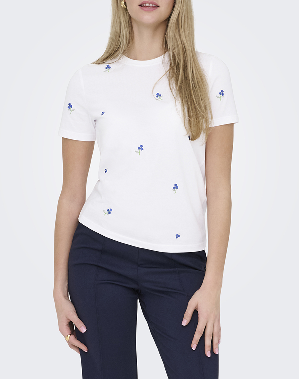 ONLY ONLKETTY S/S O-NECK TOP JRS NOOS 15288473-Bright WhiteTrueblueflowers Mixed