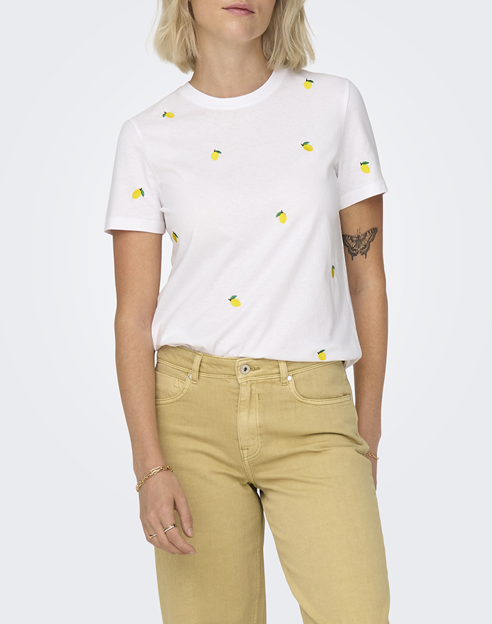 ONLY ONLKETTY S/S O-NECK TOP JRS NOOS 15288473-Bright WhiteLemon White