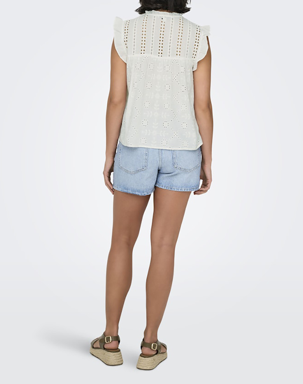 ONLY ONLY ONLREVA LIFE S/L EMB TOP WVN NOOS 15218460-Cloud Dancer OffWhite - 2