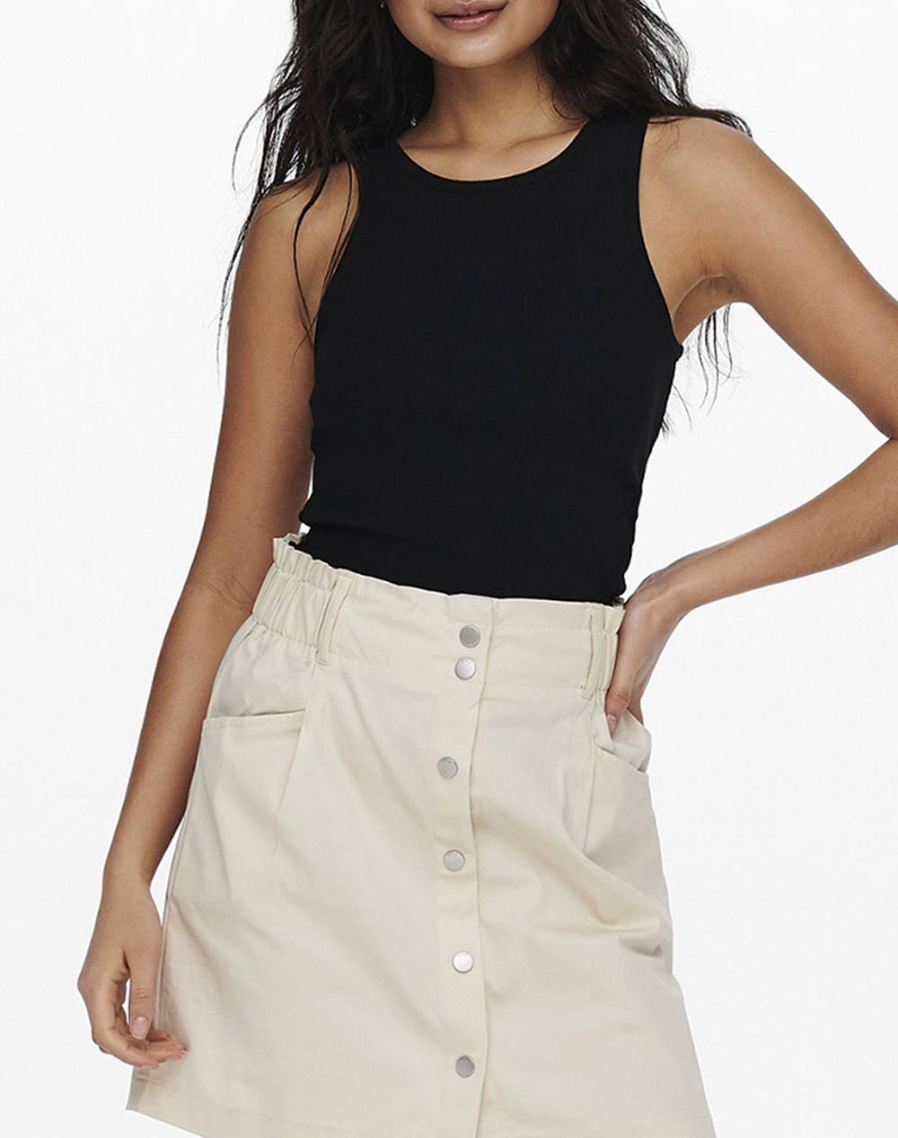 ONLY ONLKENYA LIFE RIB TANK TOP JRS NOOS 15234659-BLACK Black