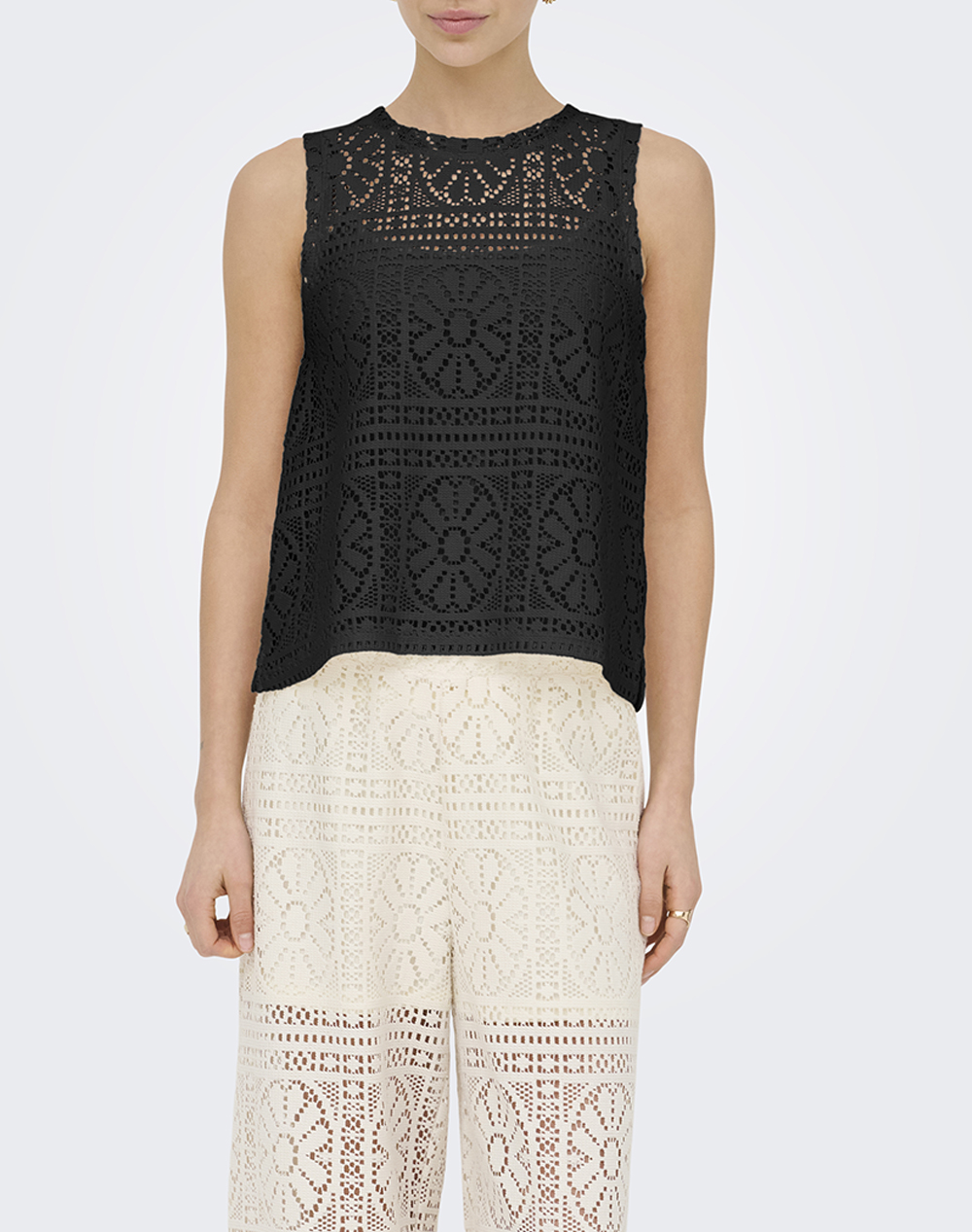 ONLY ONLLIAN LACE TANK TOP JRS NOOS 15372105-BLACK Black