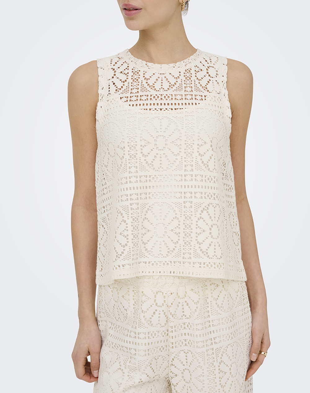 ONLY ONLLIAN LACE TANK TOP JRS NOOS 15372105-Birch Cream