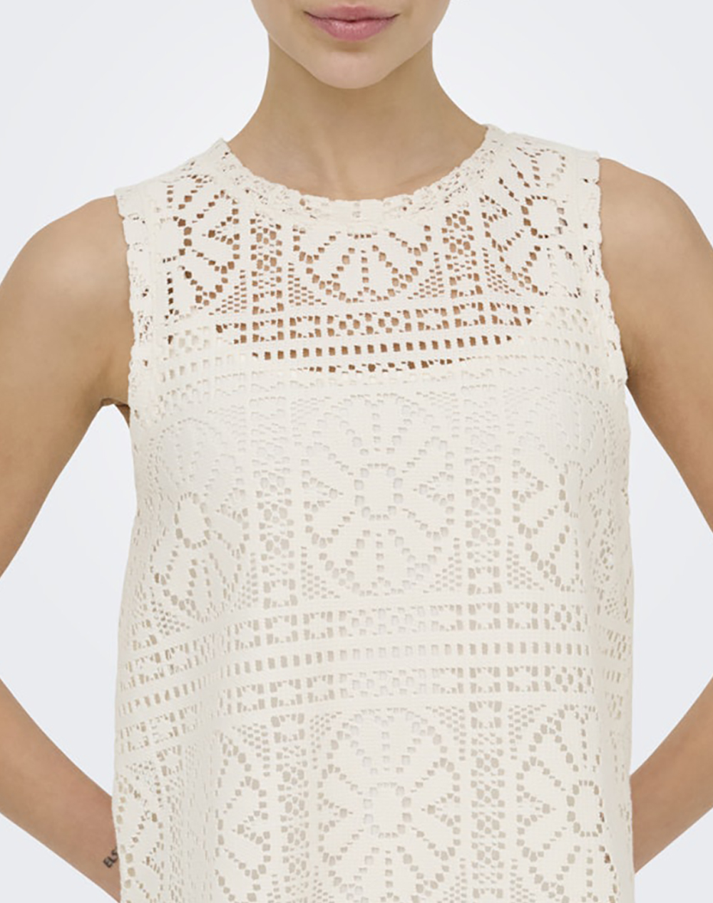 Only Onllian Lace Tank Top Jrs Noos 15372105-Birch Cream Γυναικεία ρούχα μπλούζες Τοπ Κορμακια Politikos Shop Πολιτικός