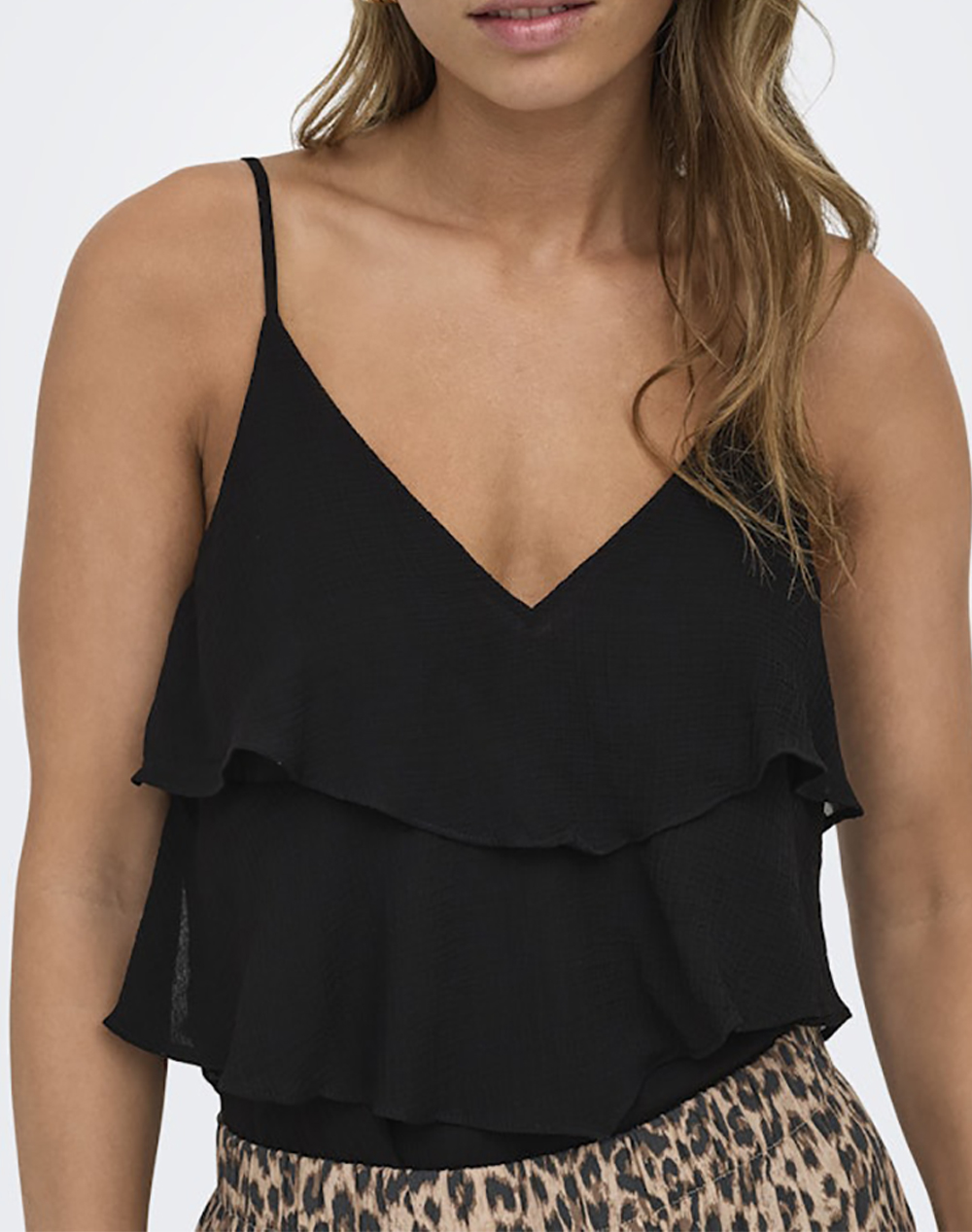 Only Onllinn Life Flounce Singlet Wvn Noos 15351364-Black Black Γυναικεία ρούχα μπλούζες Τοπ Κορμακια Politikos Shop Πολιτικός