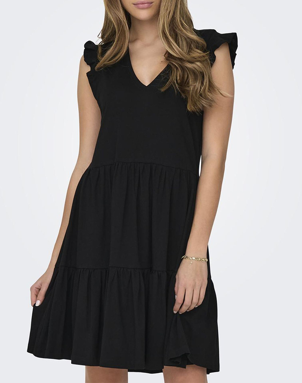 ONLY ONLMAY CAP SLEEV FRIL DRESS JRS NOOS 15226992-BLACK Black 0410AONLY4200192_2813