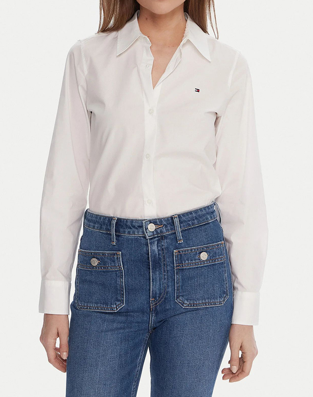 TOMMY HILFIGER ESS POPLIN REGULAR SHIRT WW0WW47169-YCF White