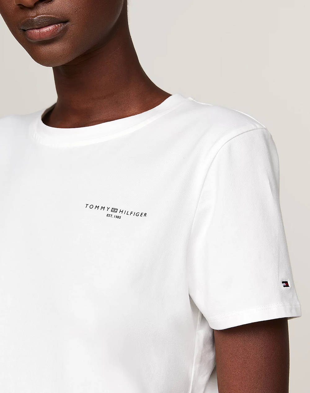Tommy Hilfiger 1985 Reg Mini Corp Logo Ww0Ww37877-02Z Ecru Γυναικεία ρούχα μπλούζες Τ-Shirt Politikos Shop Πολιτικός