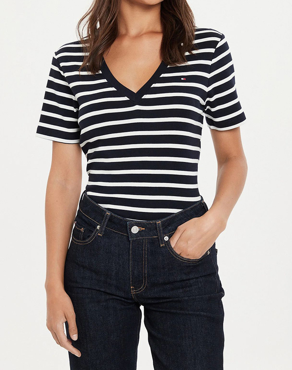 TOMMY HILFIGER NEW SLIM CODY V-NECK SS WW0WW40584-02C NavyBlue