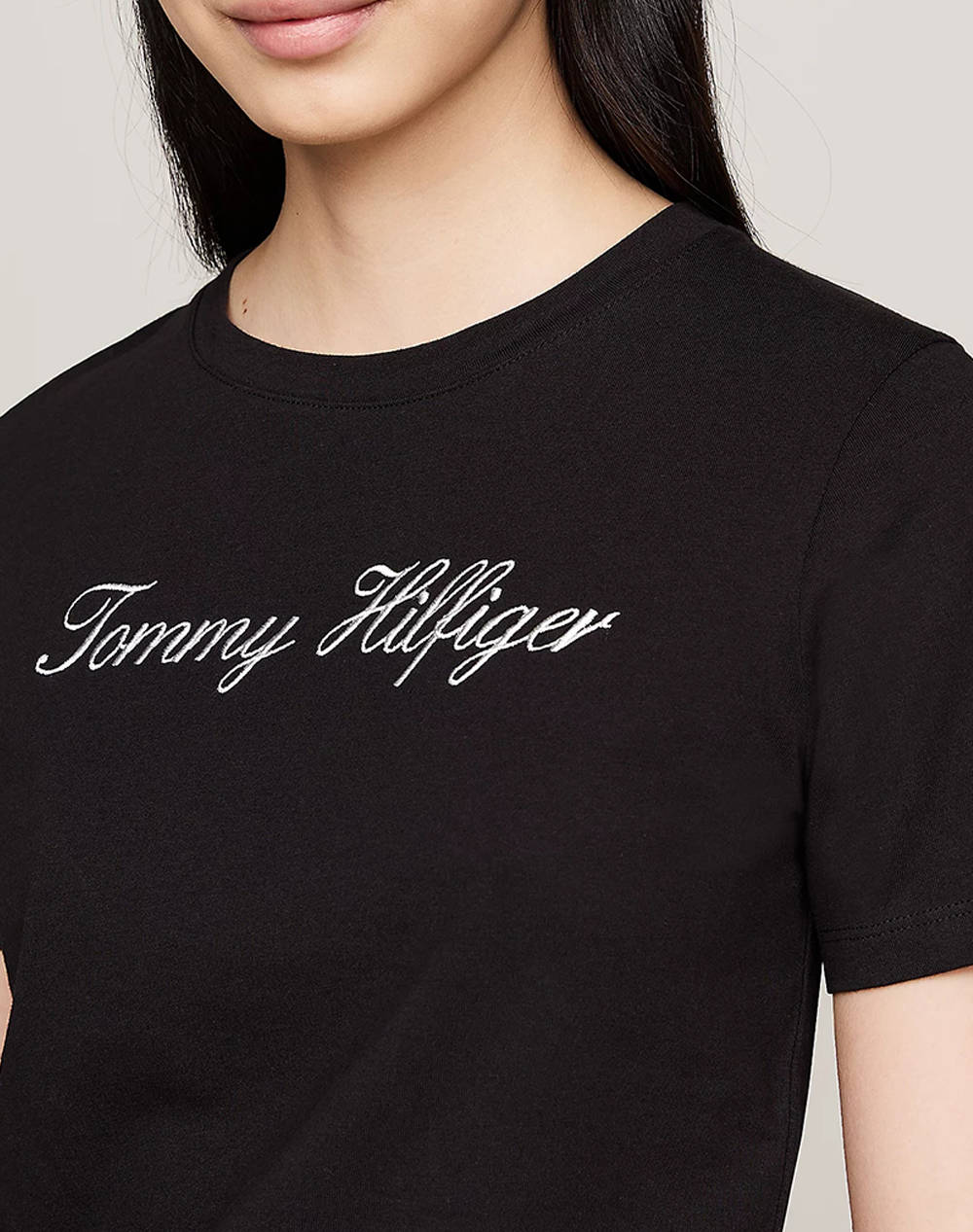 Tommy Hilfiger Nos Script Regular C-Nk Ss Ww0Ww43459-0Gj Black Γυναικεία ρούχα μπλούζες Τ-Shirt Politikos Shop Πολιτικός