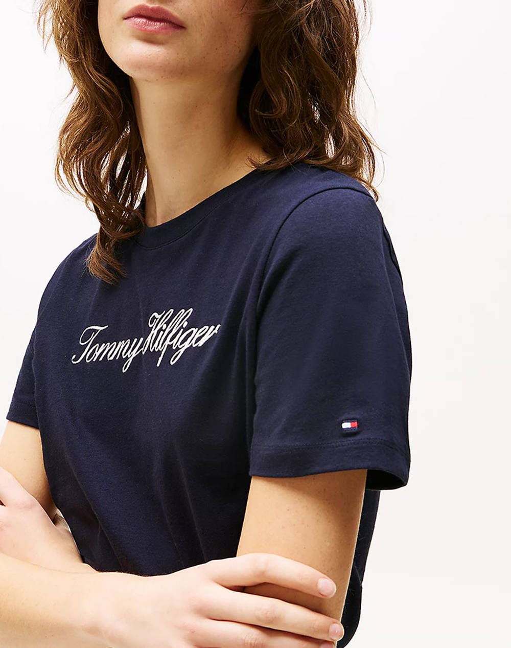 Tommy Hilfiger Nos Script Regular C-Nk Ss Ww0Ww43459-02G Darkblue Γυναικεία ρούχα μπλούζες Τ-Shirt Politikos Shop Πολιτικός