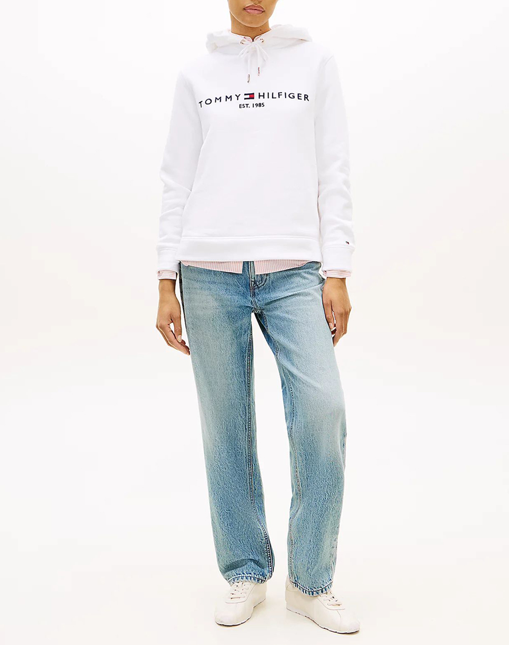 Tommy Hilfiger Heritage Hoodie Ls Ww0Ww31998-Ybr White Γυναικεία ρούχα μπλούζες φούτερ Politikos Shop Πολιτικός
