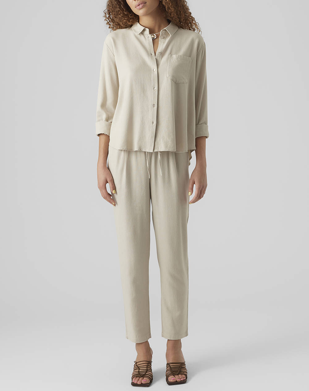 Vero Moda Vmjesmilo Ankle Pants Ga Noos 10279691-Silver Lining Biege Γυναικεία ρούχα παντελόνια Chinos Politikos Shop Πολιτικός