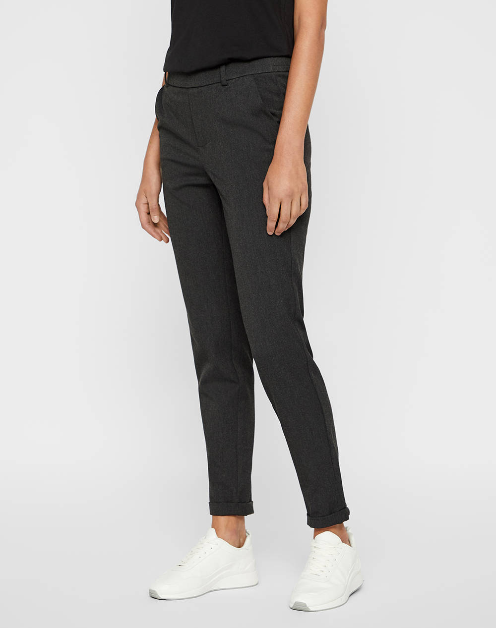 VERO MODA VMMAYA MW LOOSE SOLID PANT NOOS 10225280-Dark Grey Melange DarkSlateGrey