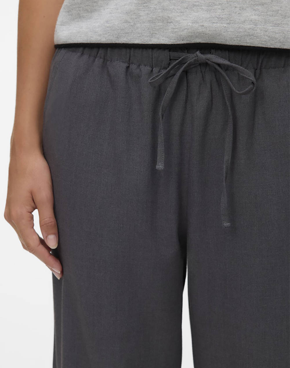 VERO MODA VMMILLY LW WIDE STRING PANT NOOS 10331924-Dark Grey Melange DarkGray φωτογραφία