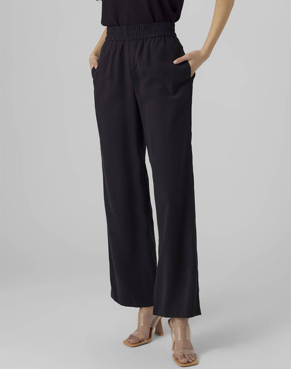 VERO MODA VMCARMEN HW WIDE PULL-ON PANT NOOS 10278926-BLACK Black