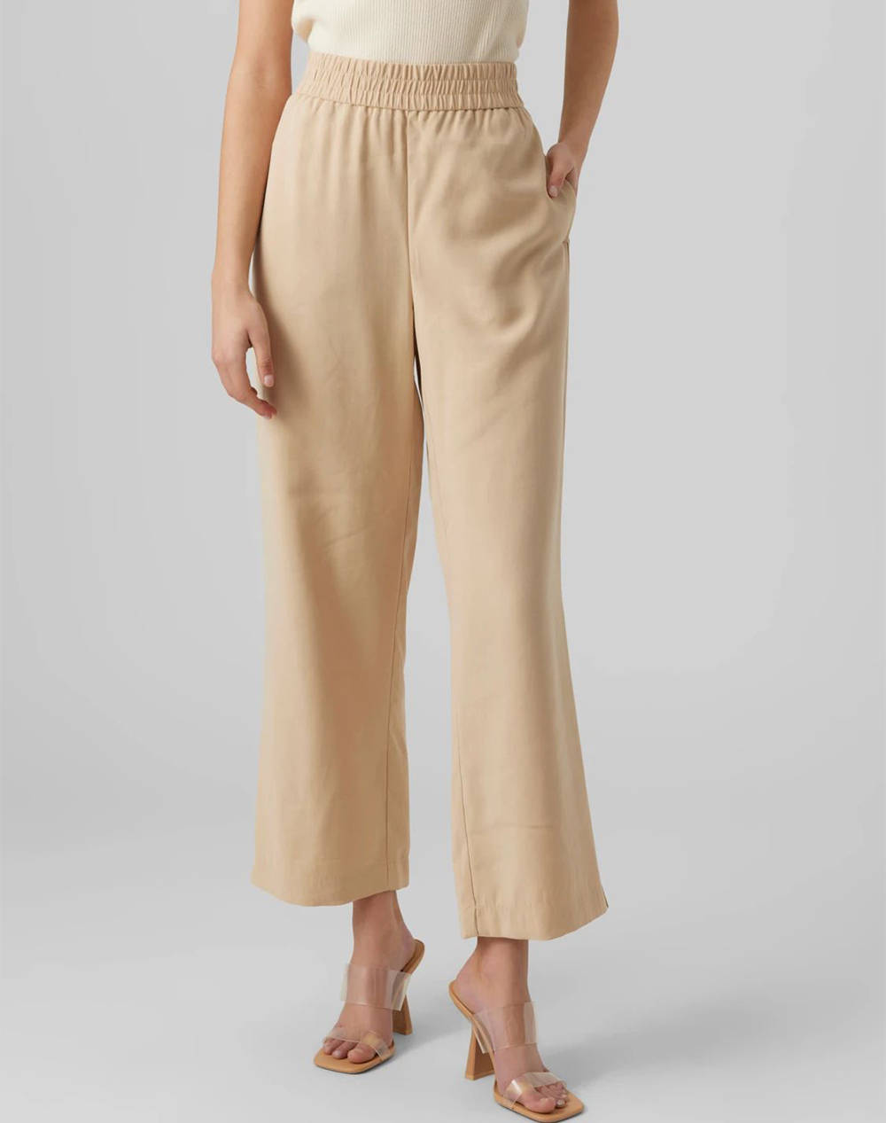 VERO MODA VERO MODA VMCARMEN HW WIDE PULL-ON PANT NOOS 10278926-Irish Cream Cream