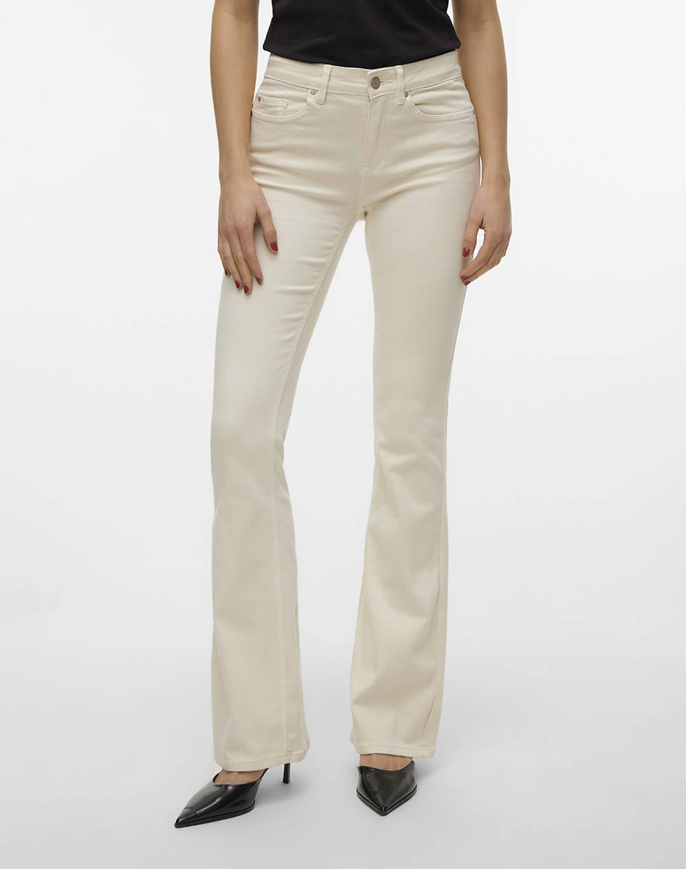 VERO MODA VMFLASH MR FLARED JEANS COLOR GA NOOS 10307572-ECRU Ecru