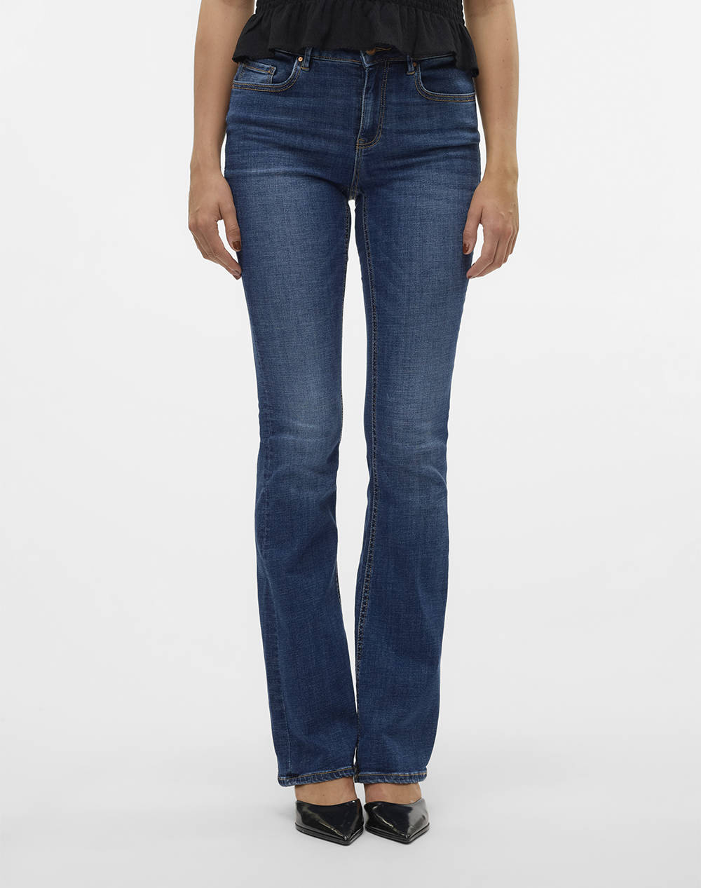 VERO MODA VMFLASH MR FLARED JEANS LI3110 GA NOOS 10310511-Dark Blue Denim DenimDarkBlue