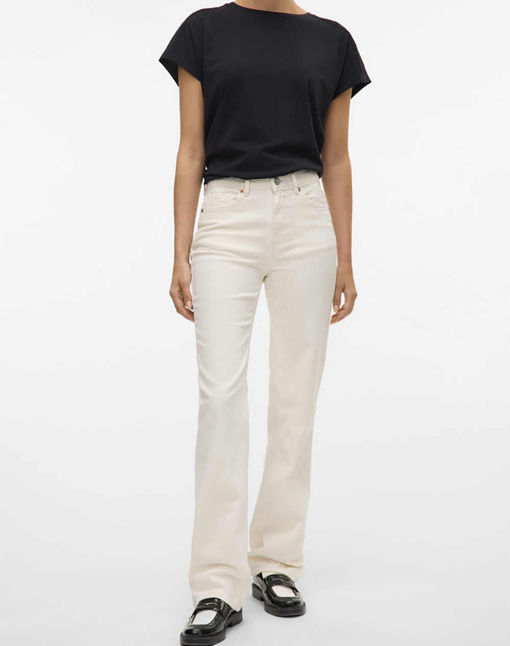 Vero Moda Vmtessa Hr Straight Jeans Color Ga Noos 10324274-Bright White Offwhite Γυναικεία ρούχα παντελόνια Jean 5P Cargo Politikos Shop Πολιτικός