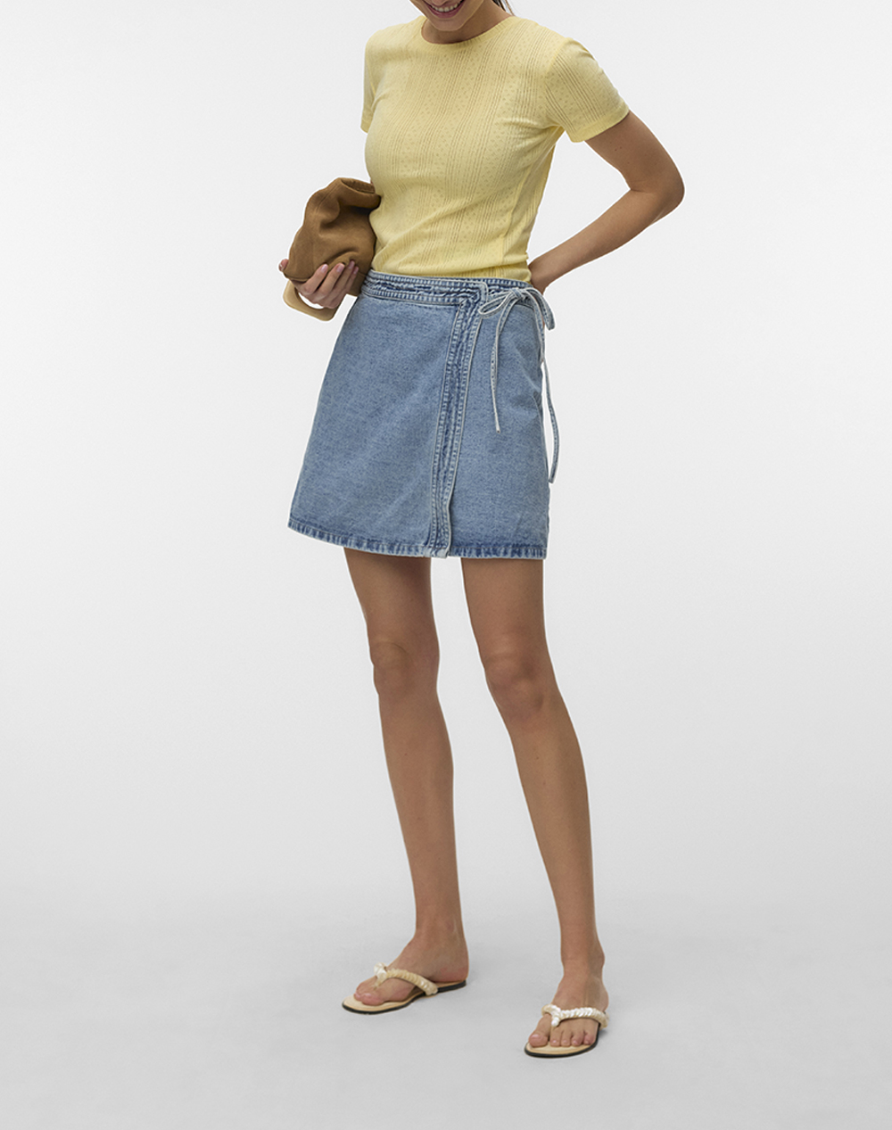 Vero Moda Vmliza Mr Short Denim Wrap Skirt Ga Noos 10332535-Light Blue Denimlightblue Γυναικεία ρούχα φούστες Politikos Shop Πολιτικός
