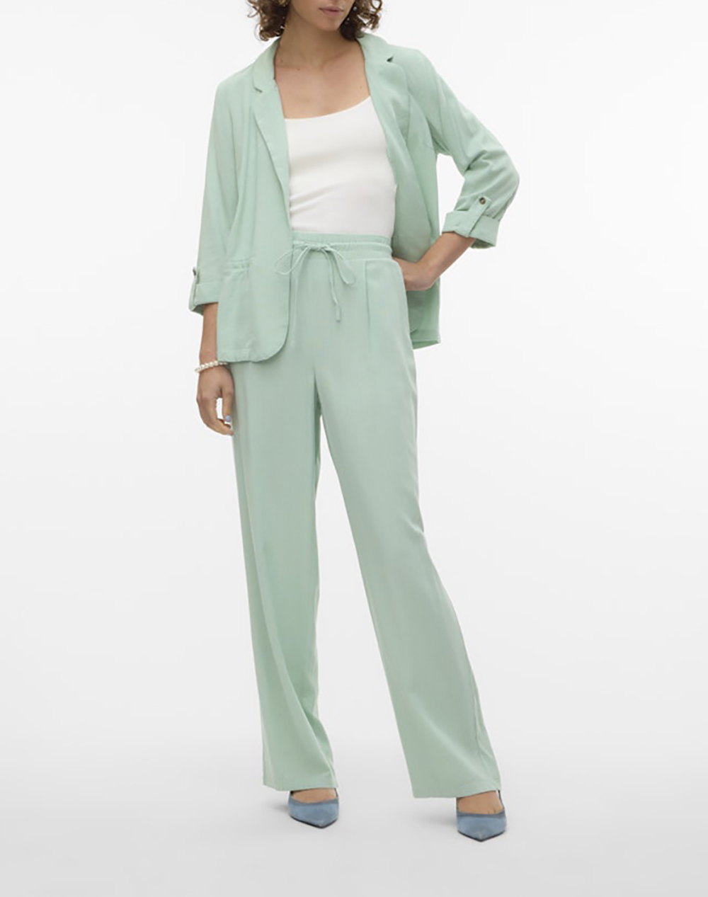 Vero Moda Vmjesmilo 3 4 Loose Blazer Wvn Noos 10279700-Silt Green Lightgreen Γυναικεία ρούχα Πανωφορια Σακακια Politikos Shop Πολιτικός