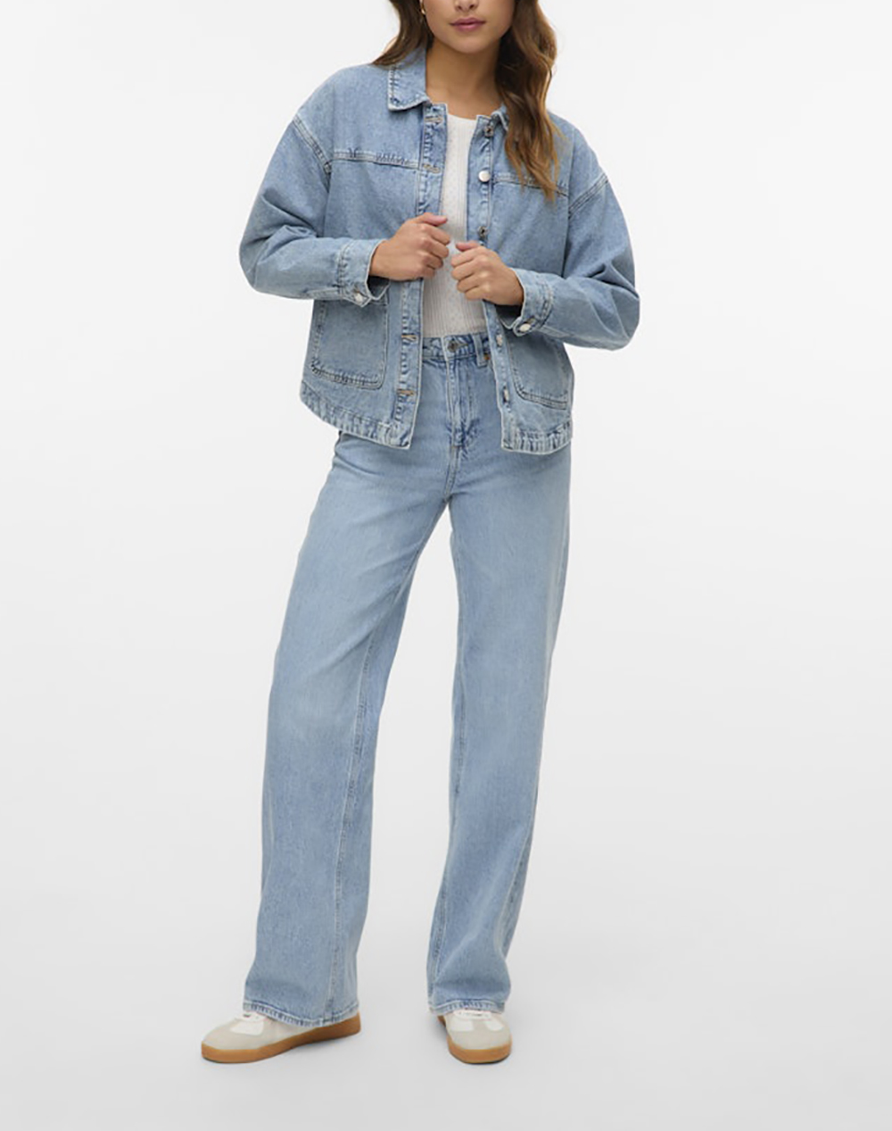 Vero Moda Vmjamie Ls Denim Shacket Mix Ga Noos 10331693-Light Blue Denimlightblue Γυναικεία ρούχα Πανωφορια μπουφάν Politikos Shop Πολιτικός