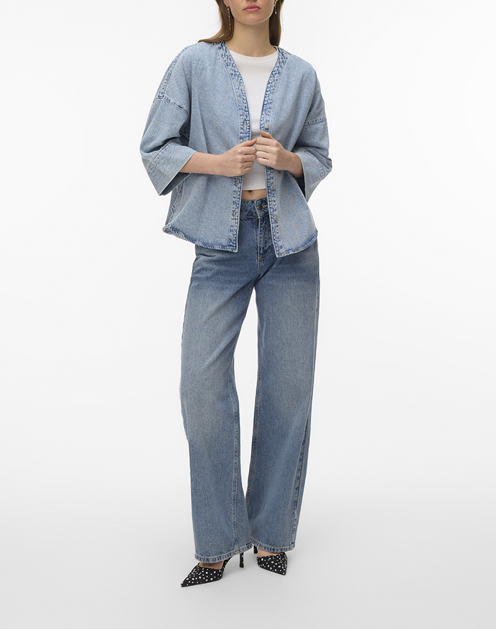 Vero Moda Vmvaleria 3 4 Sleeve Shirt Noos 10341011-Light Blue Denim Denimlightblue Γυναικεία ρούχα πουκάμισα Politikos Shop Πολιτικός