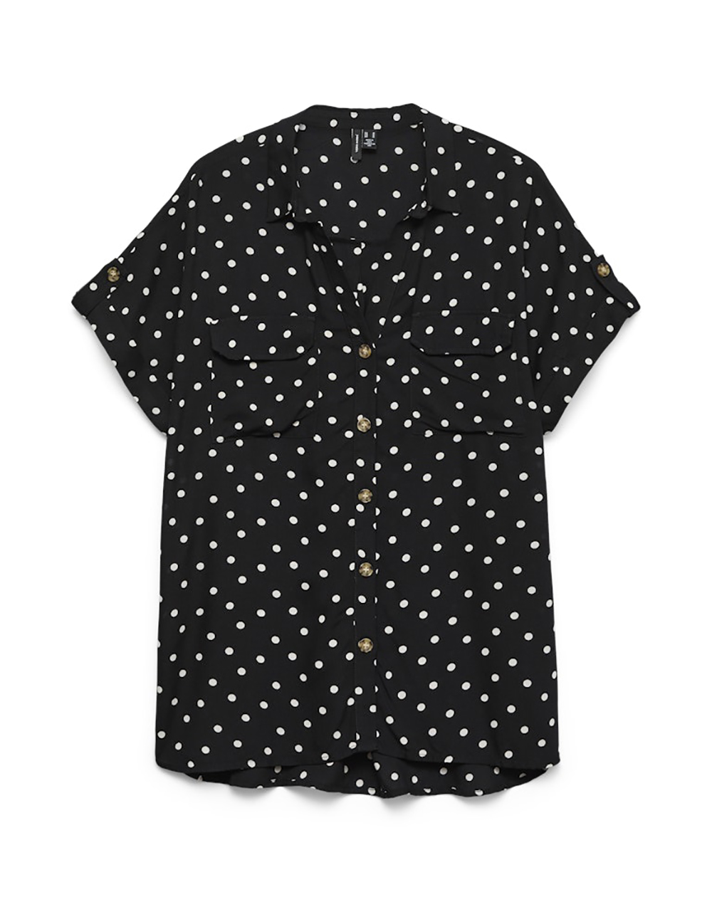 Vero Moda Vmbumpy Ss Shirt Aop Wvn Noos 10331923-Blackcarla Dot Snow White Jetblack Γυναικεία ρούχα πουκάμισα Politikos Shop Πολιτικός