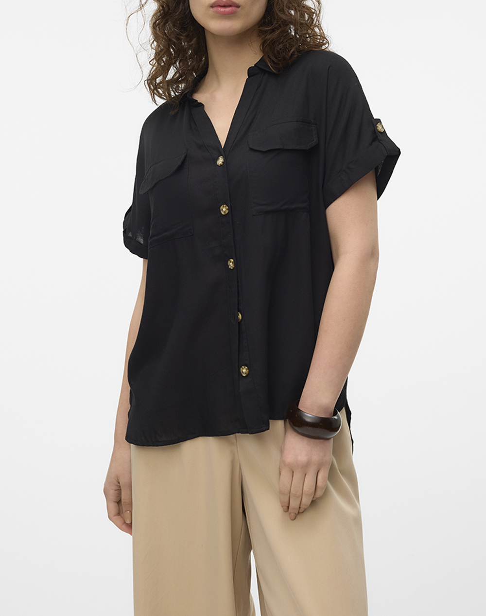 VERO MODA VMBUMPY SS SHIRT WVN NOOS 10310139-BLACK Black