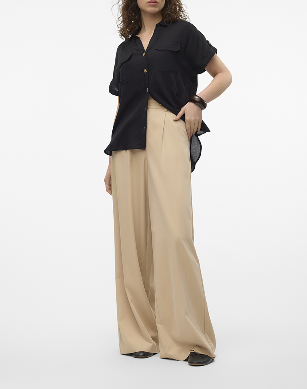 Vero Moda Vmbumpy Ss Shirt Wvn Noos 10310139-Black Black Γυναικεία ρούχα πουκάμισα Politikos Shop Πολιτικός