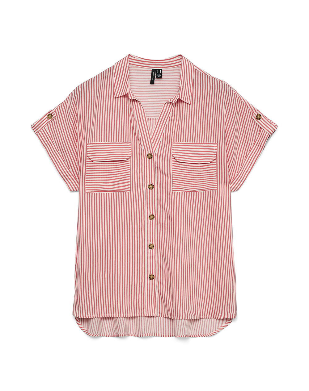 VERO MODA VMBUMPY SS SHIRT WVN NOOS 10310139-Snow WhiteCoralParadise Coral
