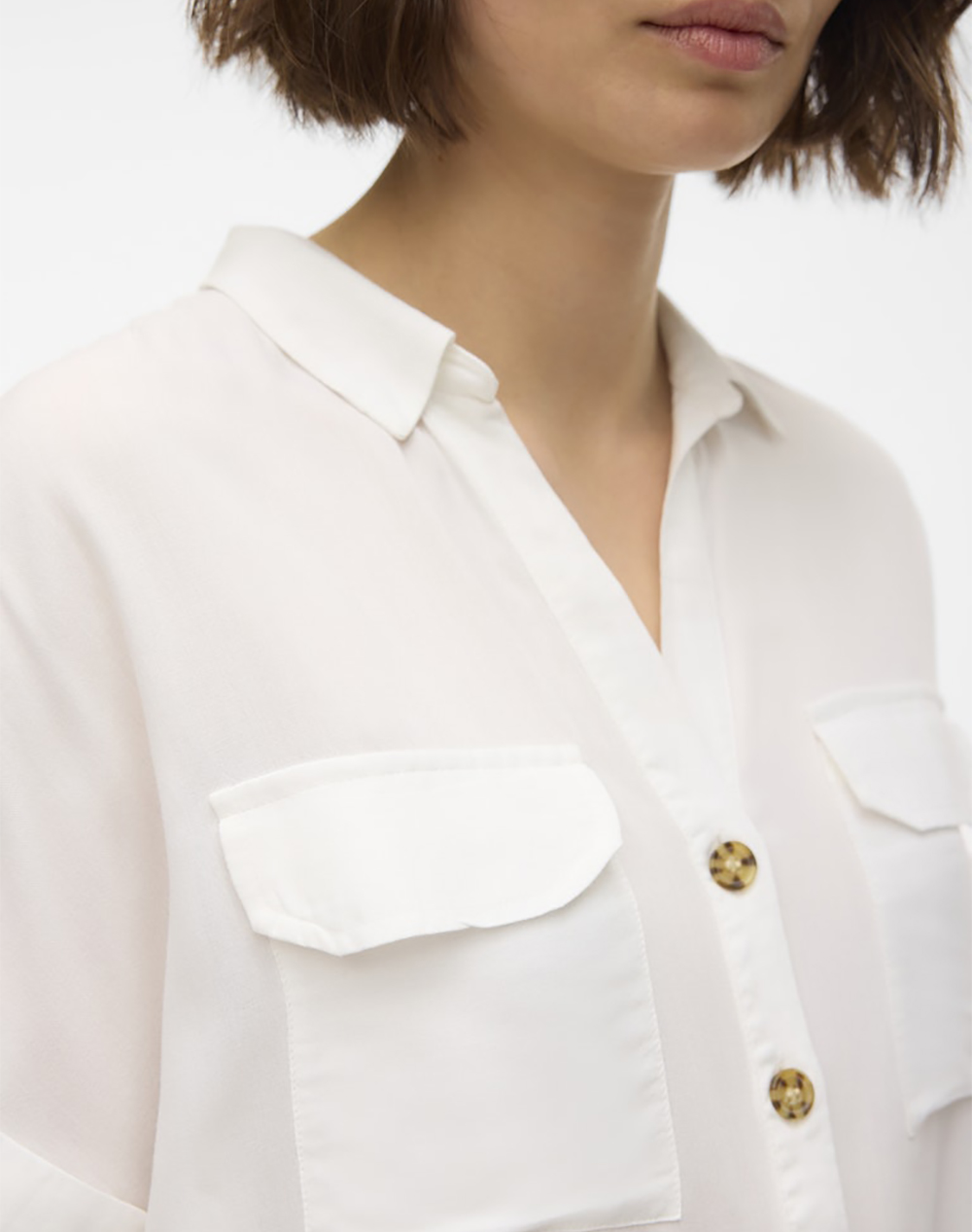 Vero Moda Vmbumpy Ss Shirt Wvn Noos 10310139-Snow White Γυναικεία ρούχα πουκάμισα Politikos Shop Πολιτικός