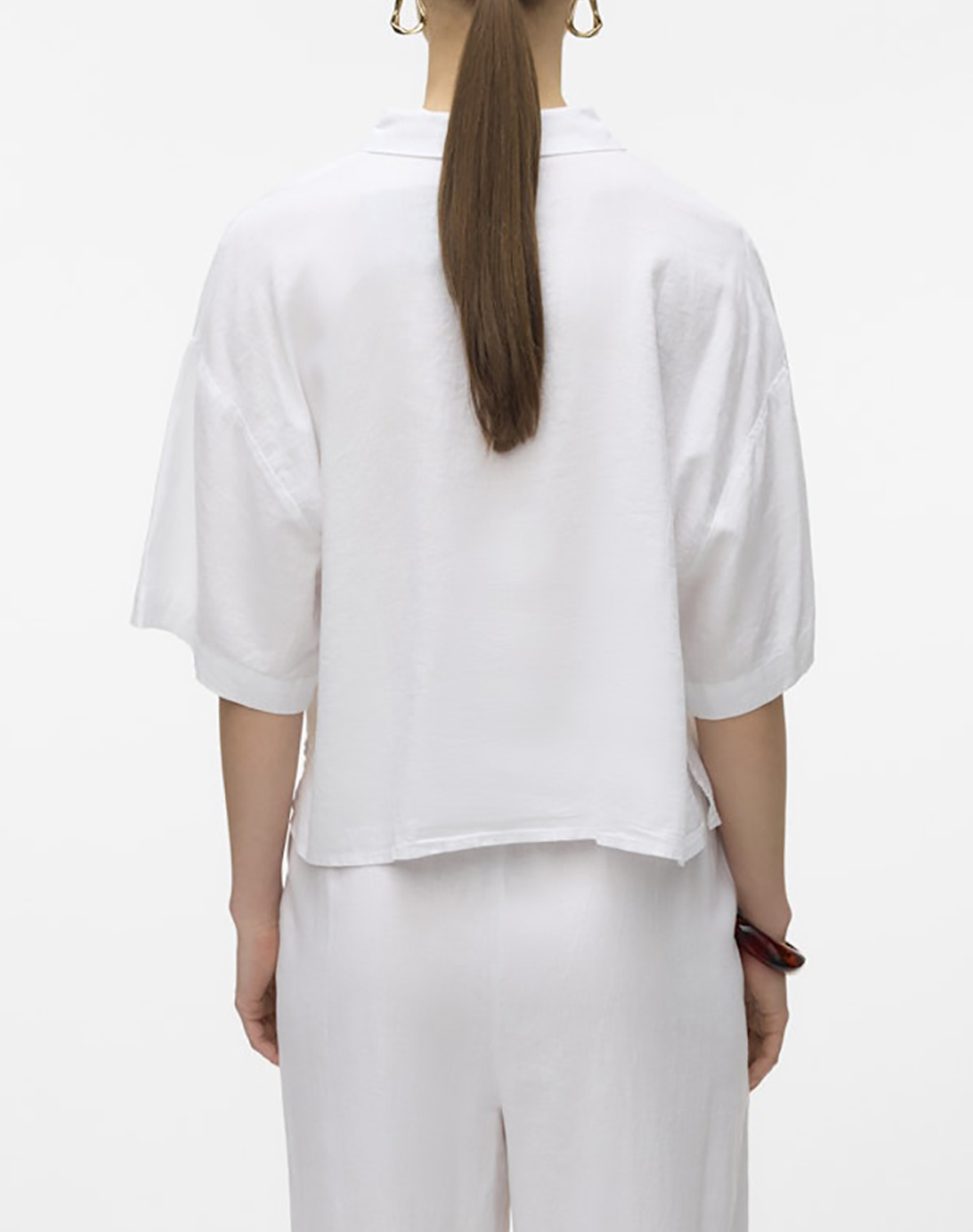 VERO MODA VERO MODA VMLINN 2/4 SHORT SHIRT WVN NOOS 10306820-Snow White White - 2