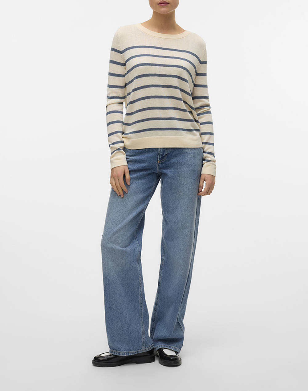 Vero Moda Vmnova Ls O-Neck Pullover Ga Noos 10282354-Birchchinablue Biege Γυναικεία ρούχα μπλούζες Πλεκτά Politikos Shop Πολιτικός