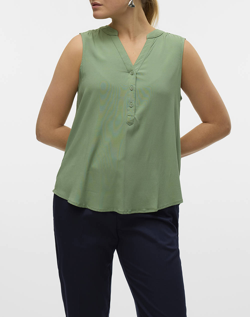 VERO MODA VMBELLA SL V-NECK TOP WVN GA NOOS 10326002-Hedge Green Green