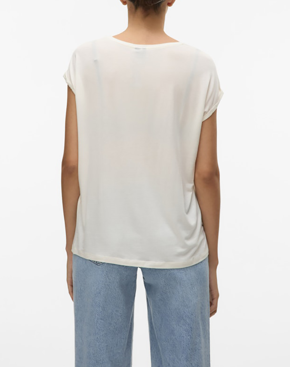 VERO MODA VERO MODA VMAVA PLAIN SS TOP JRS NOOS 10284468-Snow White OffWhite - 2