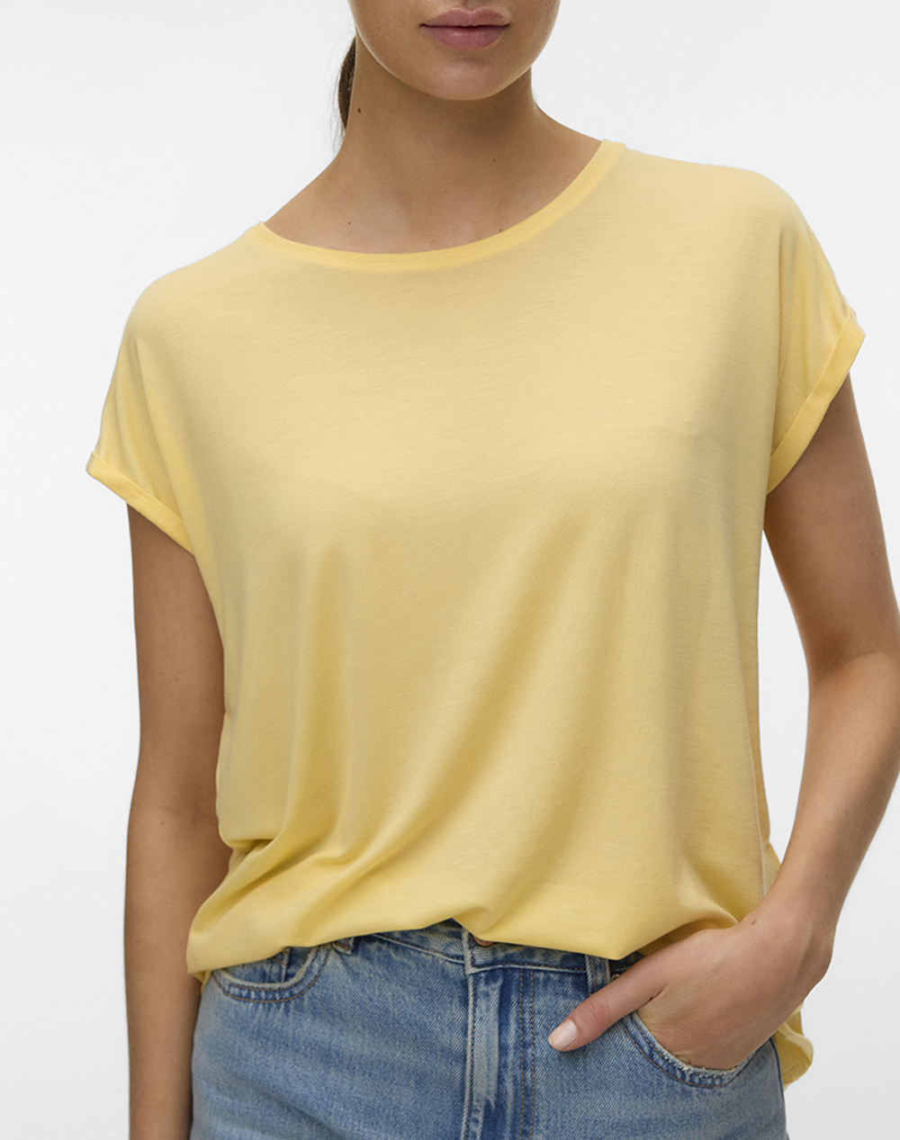 VERO MODA VMAVA PLAIN SS TOP JRS NOOS 10284468-Golden Haze Yellow