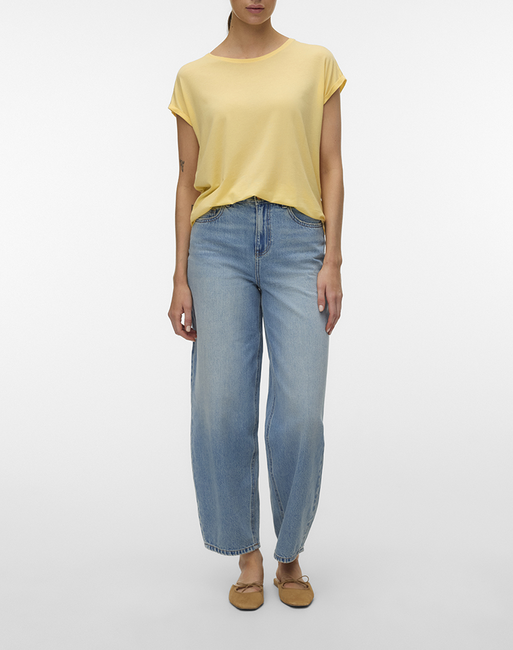 VERO MODA VERO MODA VMAVA PLAIN SS TOP JRS NOOS 10284468-Golden Haze Yellow - 3