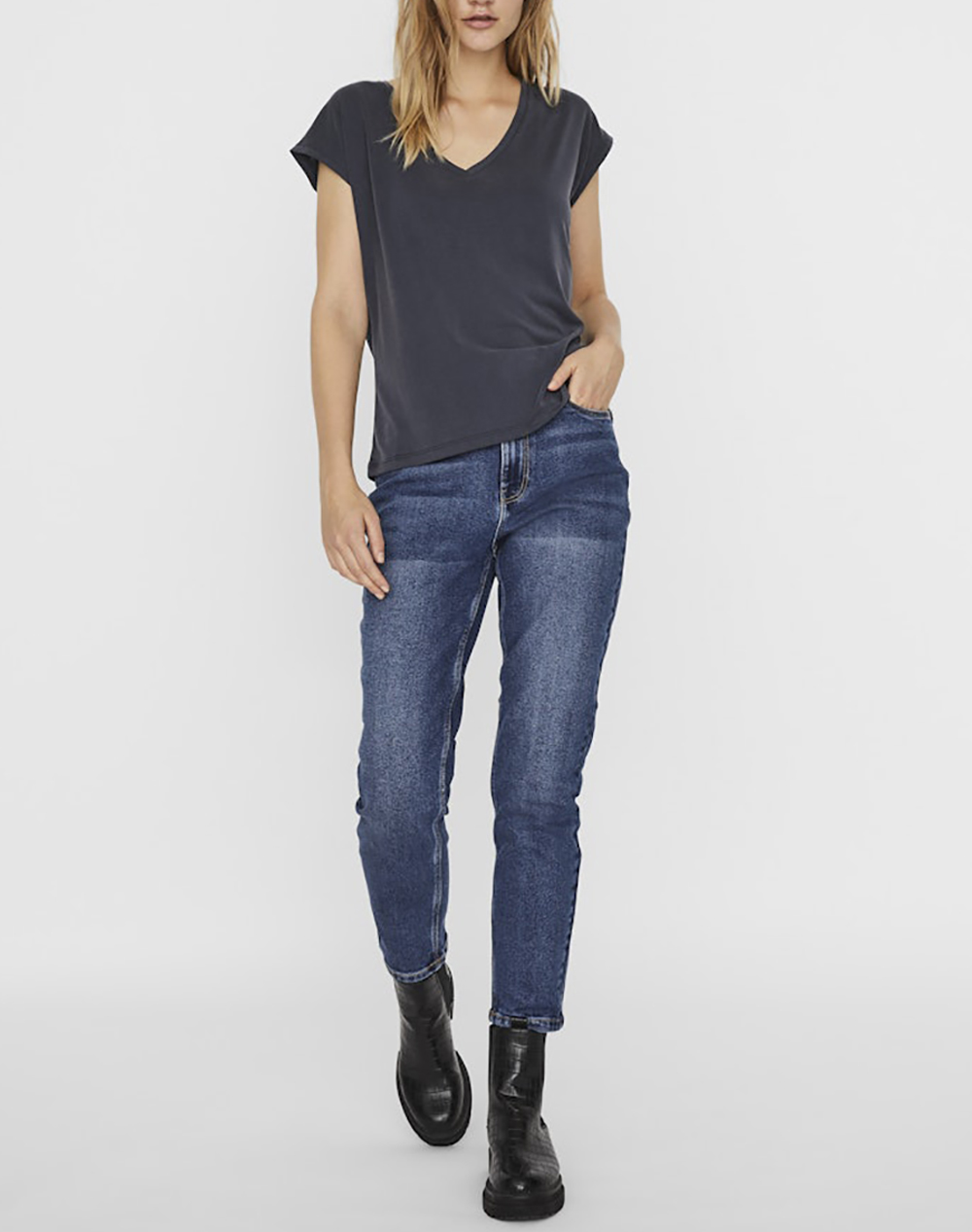 Vero Moda Vmfilli Ss V-Neck Tee Noos 10247666-Ombre Blue Γυναικεία ρούχα μπλούζες Τ-Shirt Politikos Shop Πολιτικός