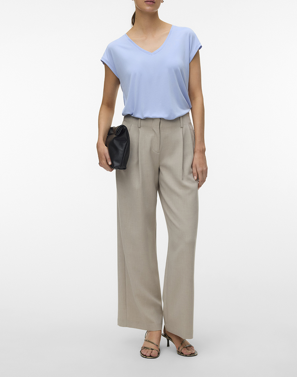 Vero Moda Vmfilli Ss V-Neck Tee Noos 10247666-Brunnera Blue Skyblue Γυναικεία ρούχα μπλούζες Τ-Shirt Politikos Shop Πολιτικός