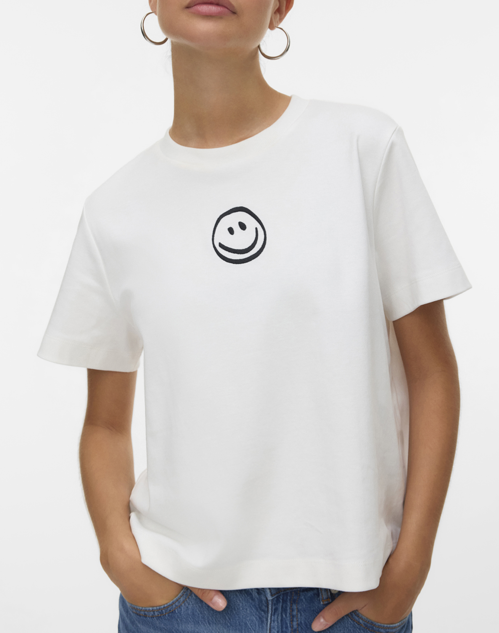 VERO MODA VMSARA METTE SS TOP BOX JRS NOOS 10311633-Snow White1SMILE White