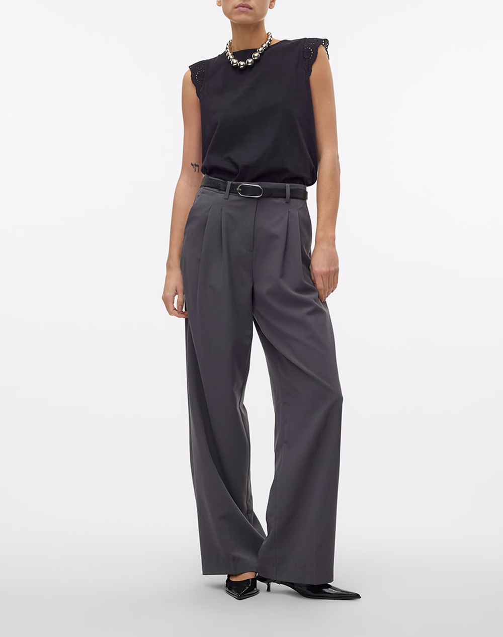 Vero Moda Vmemily Sl Gathering Top Jrs Noos 10305210-Black Black Γυναικεία ρούχα μπλούζες Τοπ Κορμακια Politikos Shop Πολιτικός
