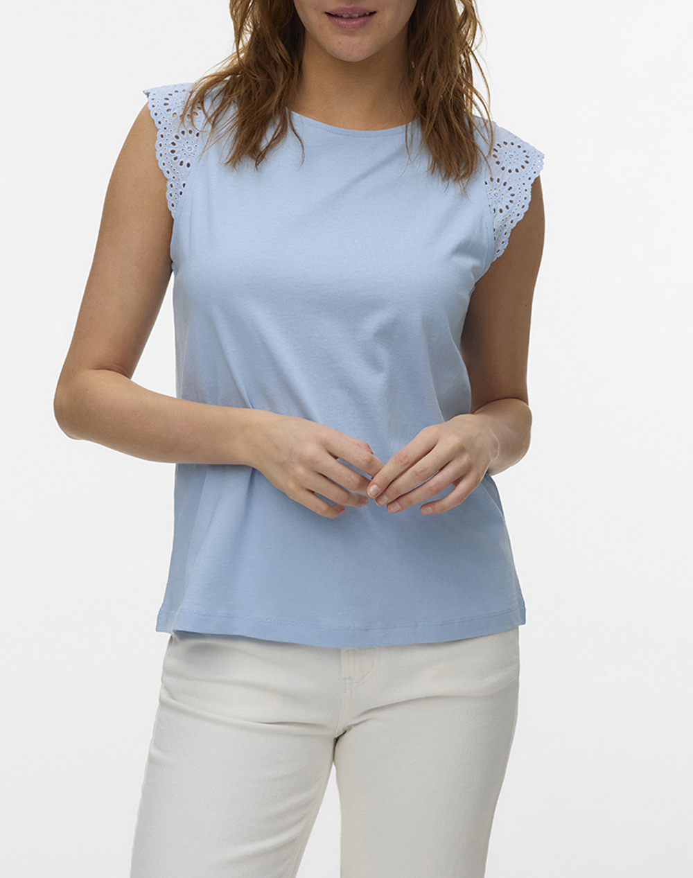 VERO MODA VMEMILY SL GATHERING TOP JRS NOOS 10305210-Cashmere Blue Ciel